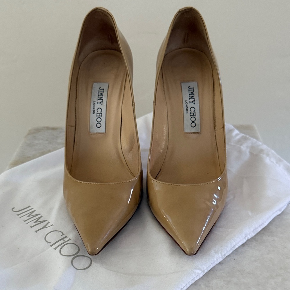 Jimmy Choo Beige Patent Leather Heels